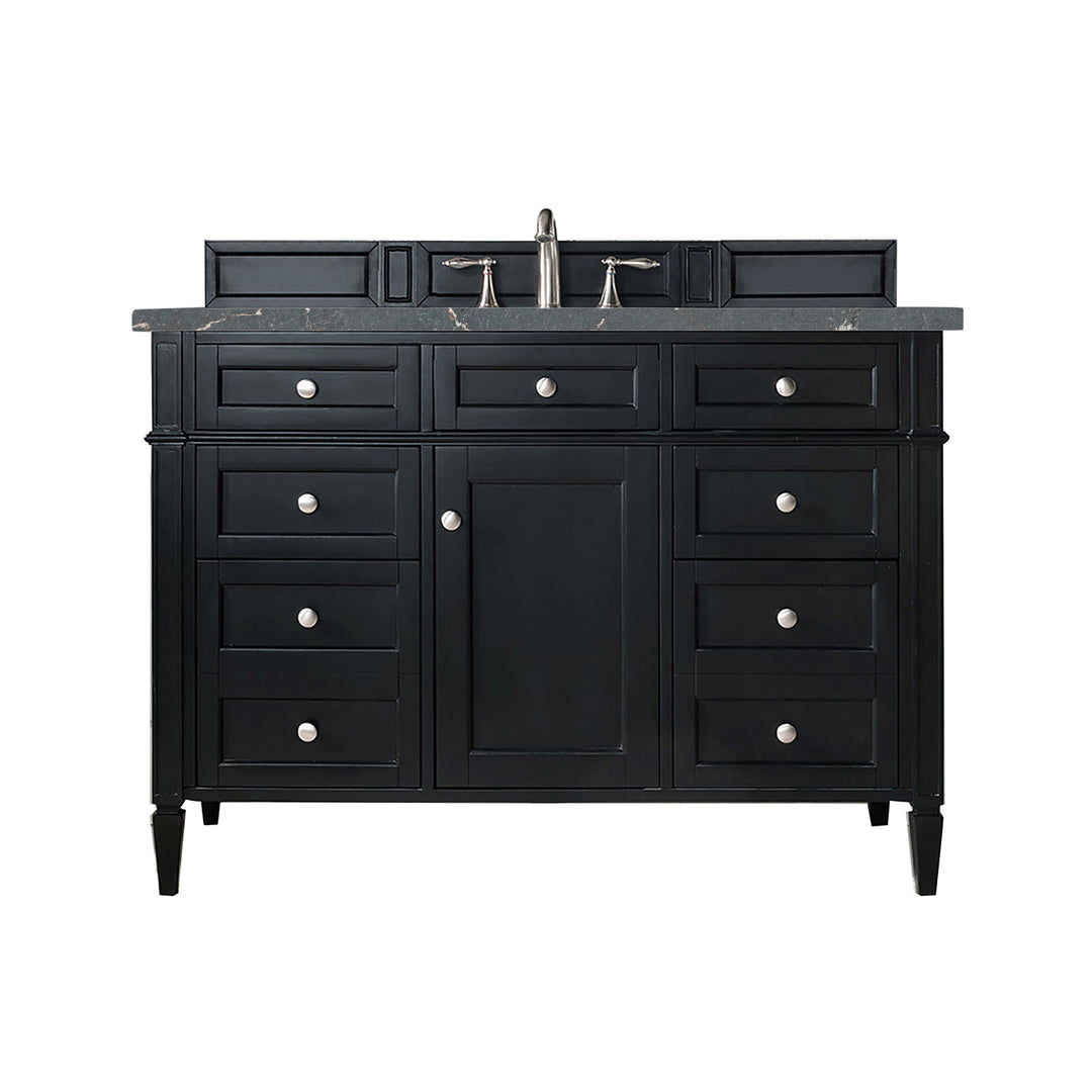 Brittany 48" Single Vanity, Black Onyx w/ 3 CM Parisien Bleu Silestone Top