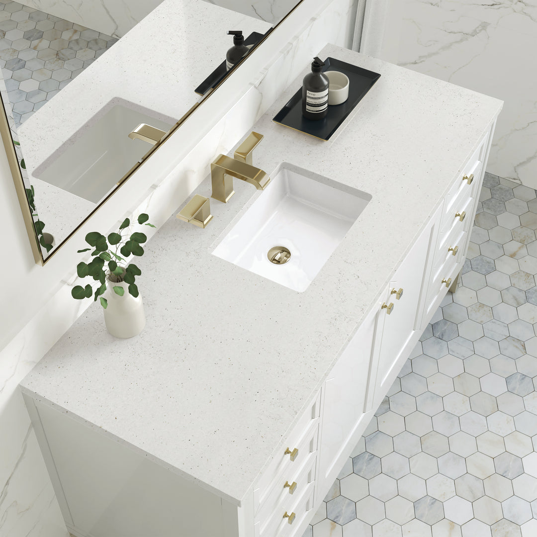 Chicago 60" Single Vanity, Glossy White, w/ 3 CM Lime Delight Silestone® Top