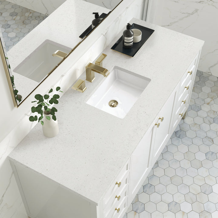 Chicago 60" Single Vanity, Glossy White, w/ 3 CM Lime Delight Silestone® Top