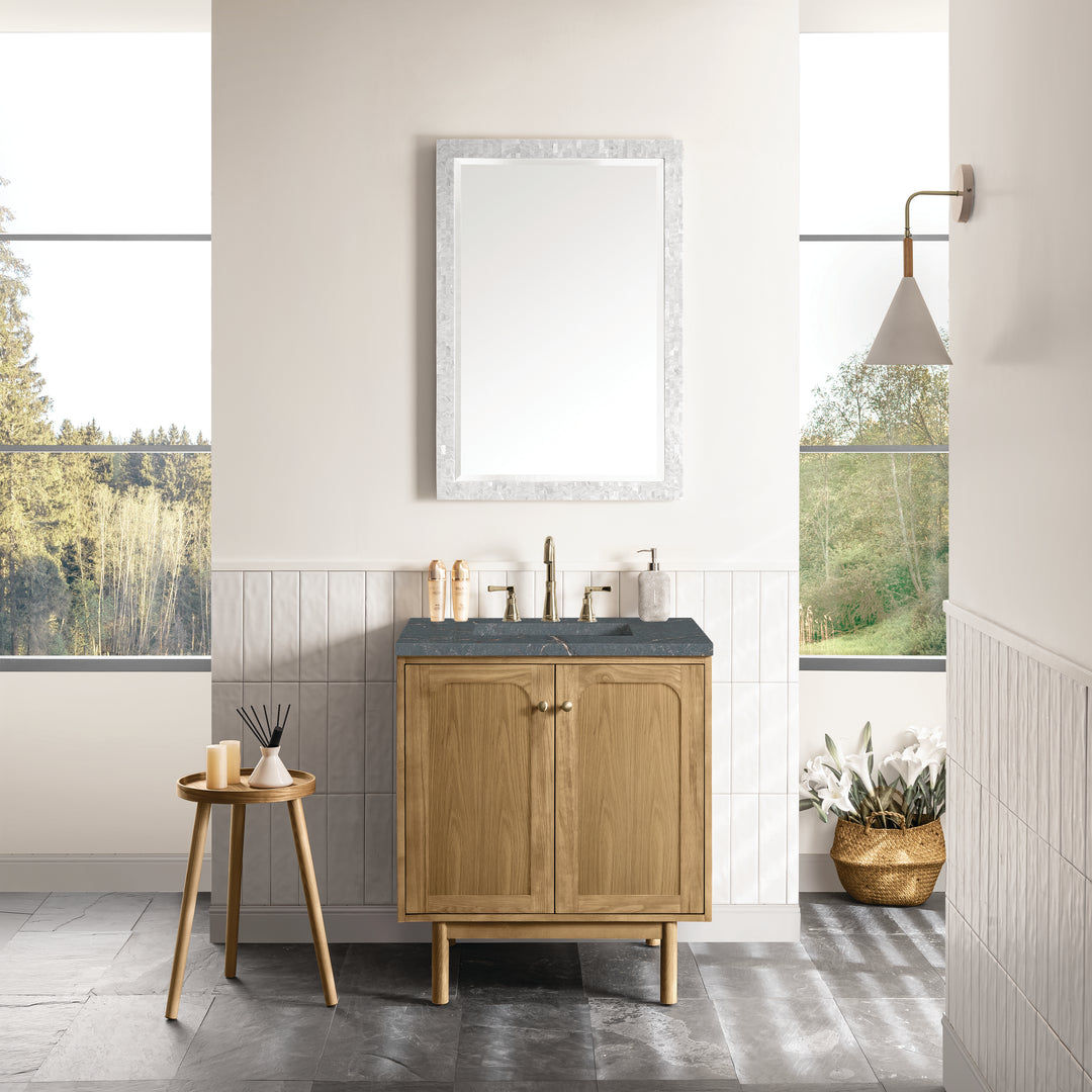 Laurent 30" Single Vanity, Light Natural Oak w/ 3 CM Parisien Bleu Top
