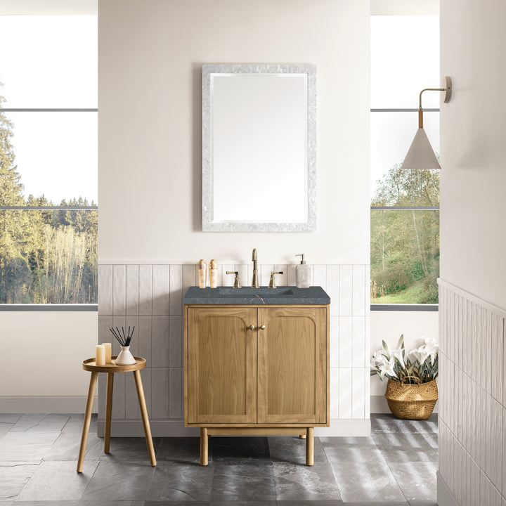 Laurent 30" Single Vanity, Light Natural Oak w/ 3 CM Parisien Bleu Top