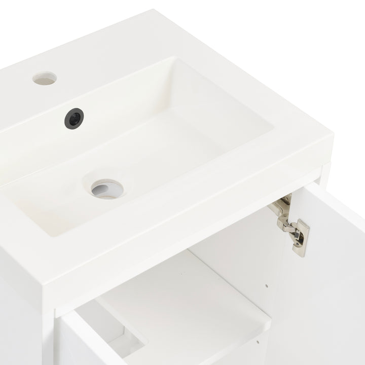 Chianti 20" Single Vanity, Glossy White, Matte Black, w/ White Glossy Composite Stone Top