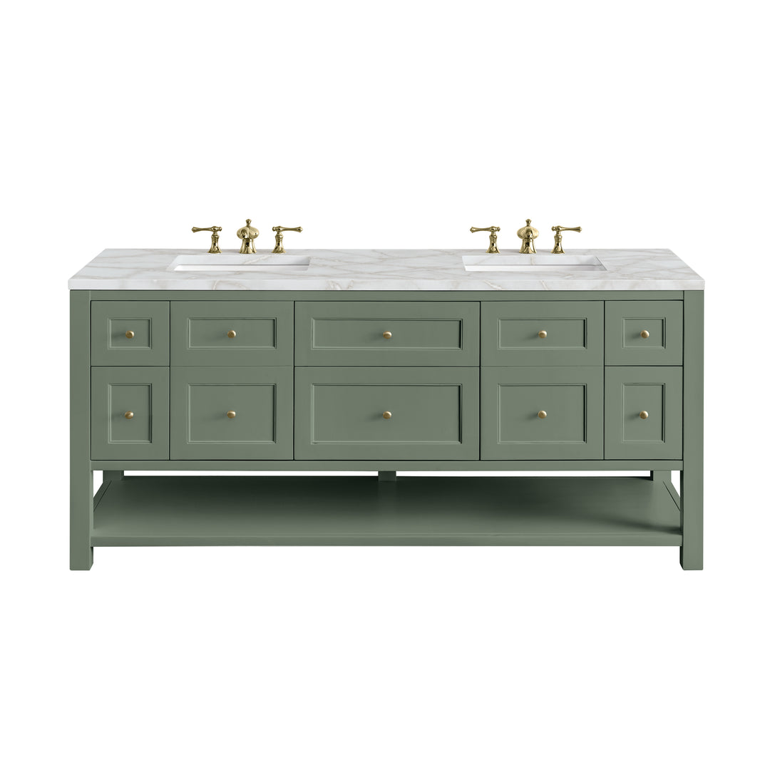 Breckenridge 72" Double Vanity, Smokey Celadon w/ 3 CM Victorian Silver Top