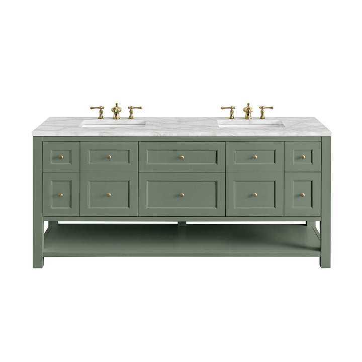 Breckenridge 72" Double Vanity, Smokey Celadon w/ 3 CM Victorian Silver Top