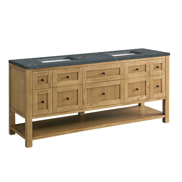Breckenridge 72" Double Vanity, Light Natural Oak w/ 3 CM Parisien Bleu Top w/FreePower Wireless Charger