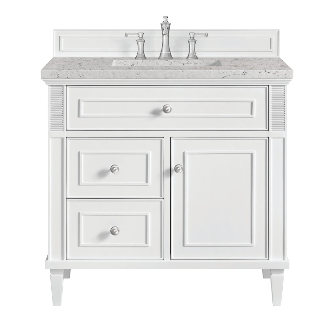 Lorelai 36" Single Vanity, Bright White w/ 3 CM Eternal Jasmine Pearl Silestone Top