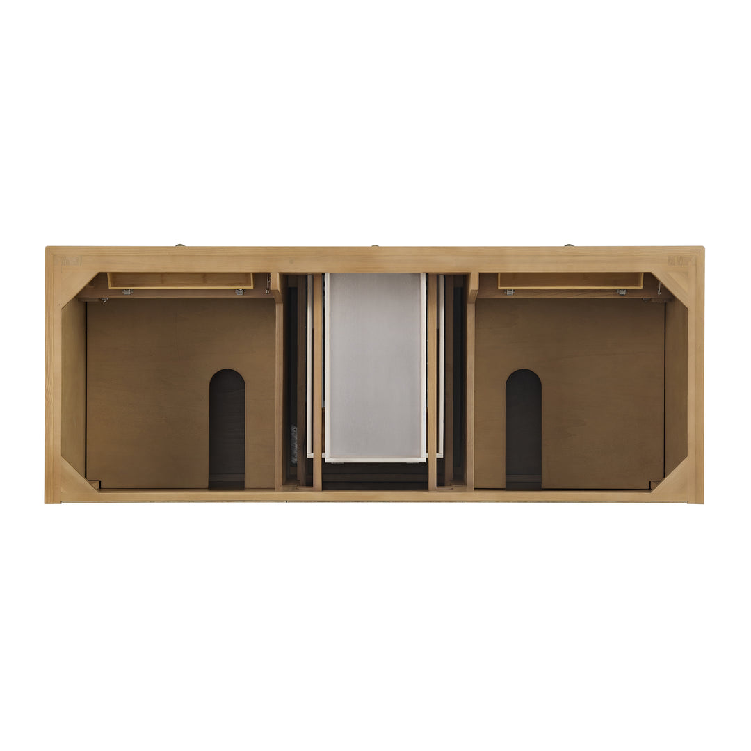 Lorelai 60" Double Vanity, Light Natural Oak w/ 3 CM Ethereal Noctis Silestone Top w/FreePower Wireless Charger