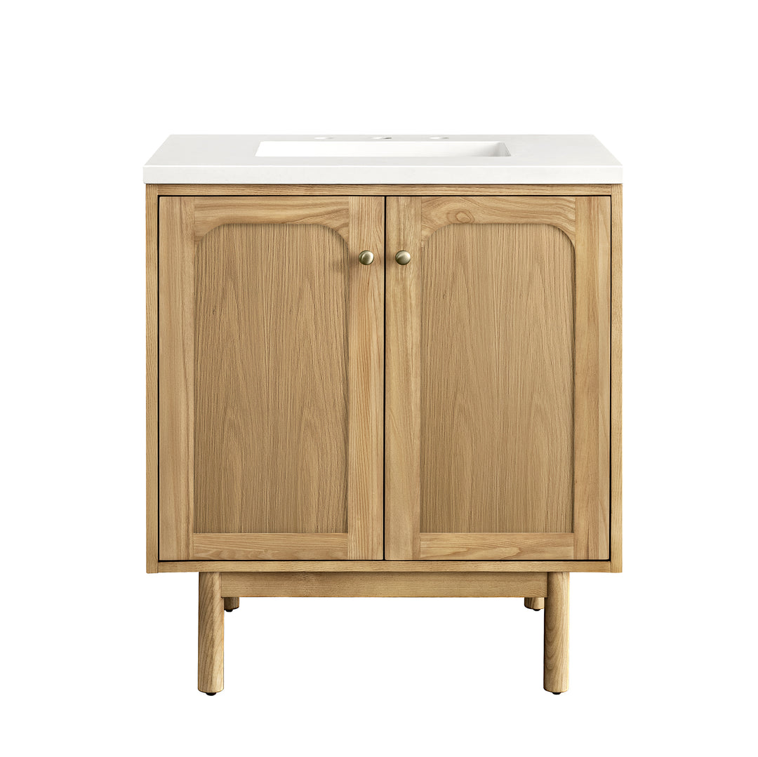 Laurent 30" Single Vanity, Light Natural Oak w/ 3 CM White Zeus Top