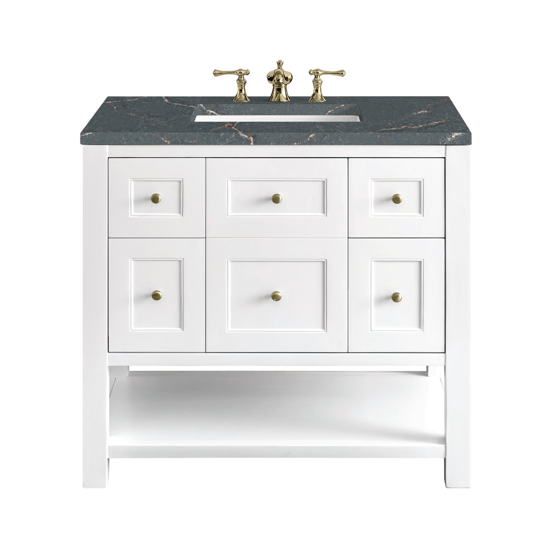 Breckenridge 36" Single Vanity, Bright White w/ 3 CM Parisien Bleu Top