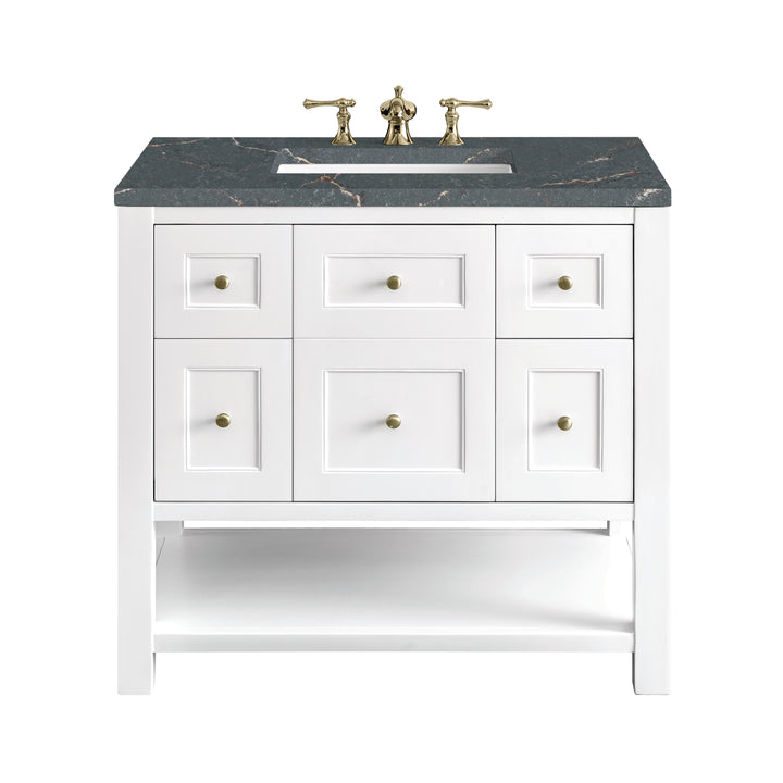 Breckenridge 36" Single Vanity, Bright White w/ 3 CM Parisien Bleu Top