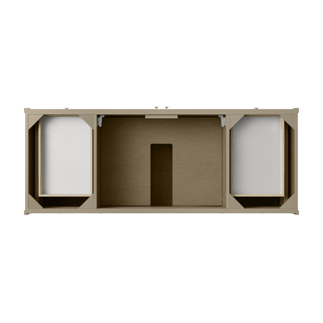 Chicago 60" Single Vanity, Walnut Whisper, w/ 3 CM Arctic Fall Solid Surface Top