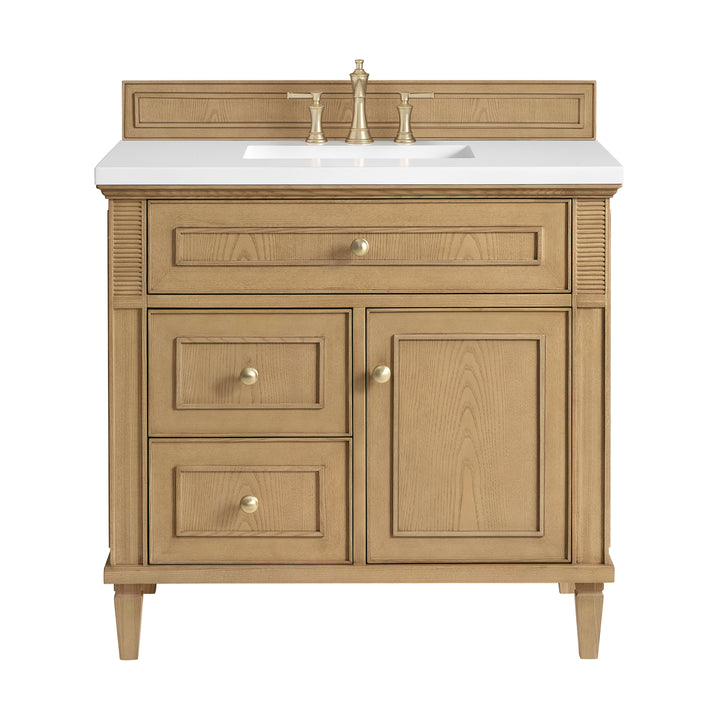 Lorelai 36" Single Vanity, Light Natural Oak w/ 3 CM White Zeus Silestone Top