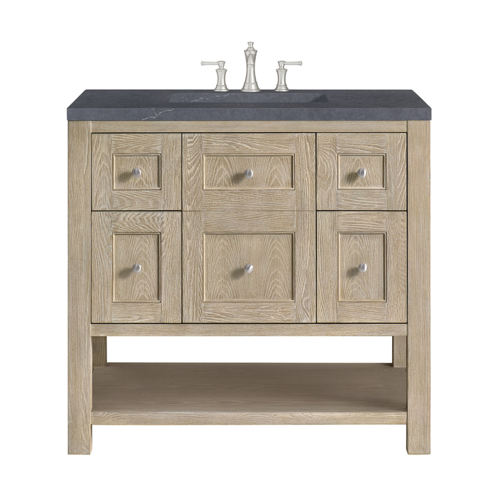 Breckenridge 36" Single Vanity, Whitewashed Oak w/ 3 CM Charcoal Soapstone Silestone Top