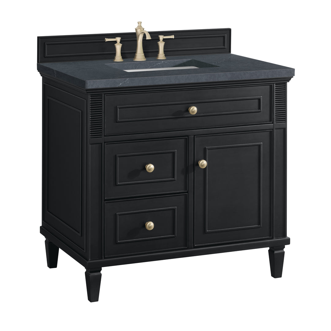 Lorelai 36" Single Vanity, Black Onyx w/ 3 CM Charcoal Soapstone Silestone Top
