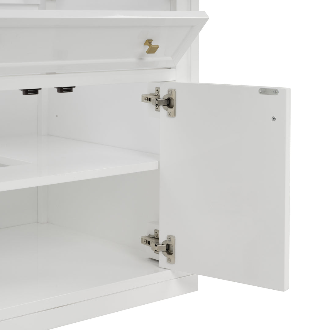 Chicago 30" Single Vanity, Glossy White, w/ 3 CM Eternal Jasmine Pearl Silestone® Top