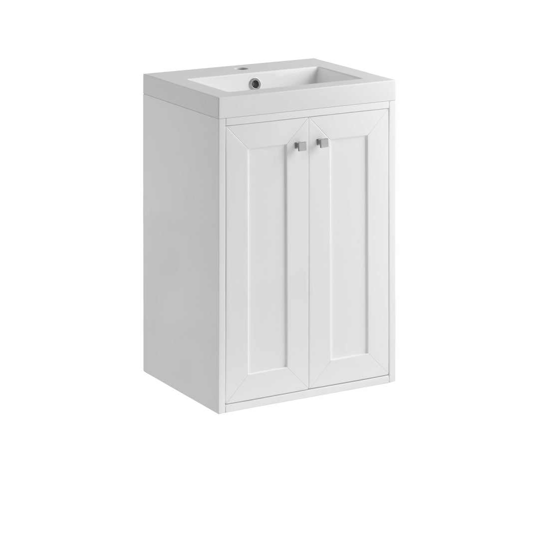 Chianti 20" Single Vanity, Glossy White, Brushed Nickel, w/ White Glossy Composite Stone Top