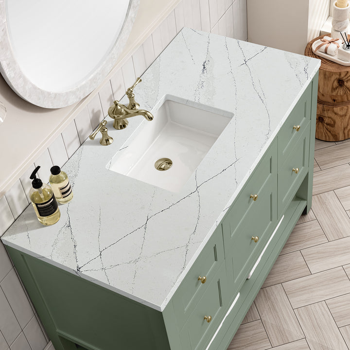 Breckenridge 48" Single Vanity, Smokey Celadon w/ 3 CM Ethereal Noctis Top w/FreePower Wireless Charger