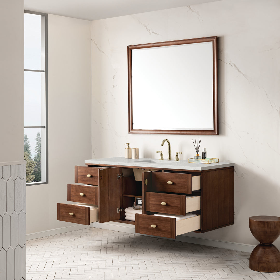 Amberly 60" Single Vanity, Mid-Century Walnut w/ 3 CM Lime Delight Top
