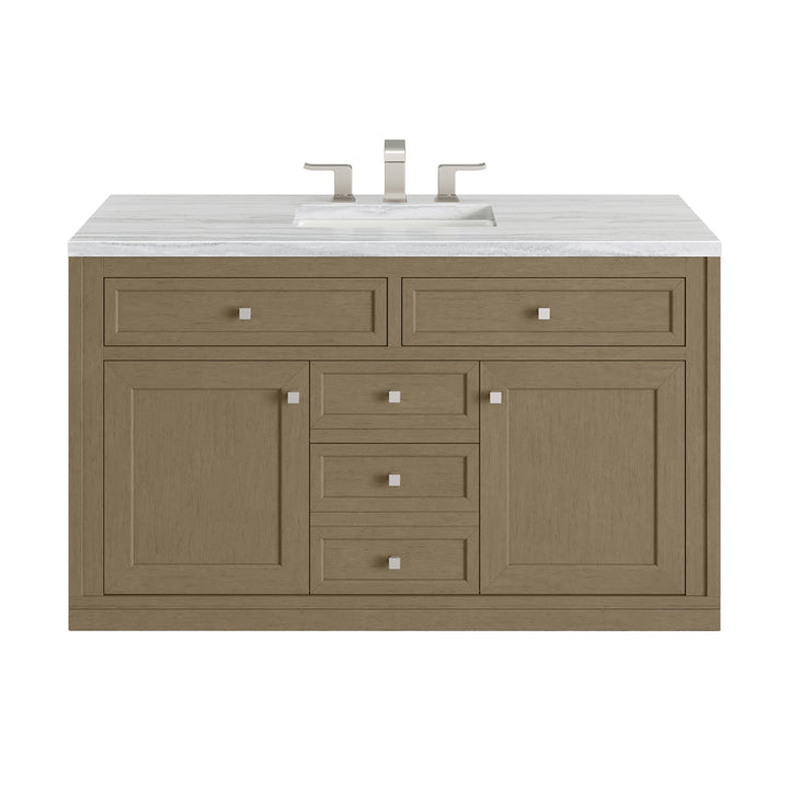 Chicago 48" Single Vanity, Walnut Whisper, w/ 3 CM Arctic Fall Solid Surface Top