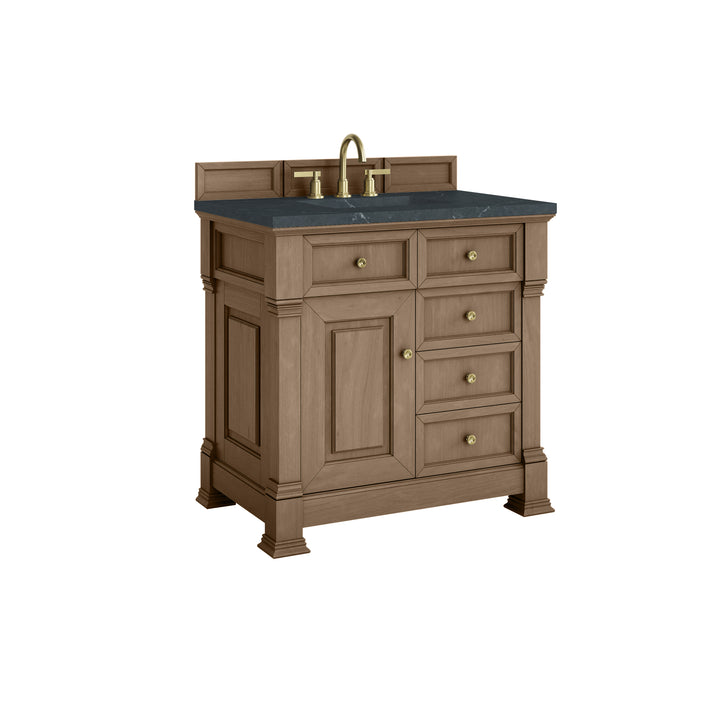 Brookfield 36" Single Vanity, Pecan w/3 CM Charcoal Soapstone Silestone® Top