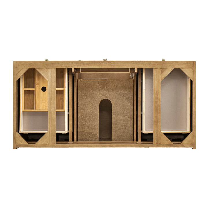 Laurent 48" Single Vanity, Light Natural Oak w/ 3 CM Parisien Bleu Top w/FreePower Wireless Charger