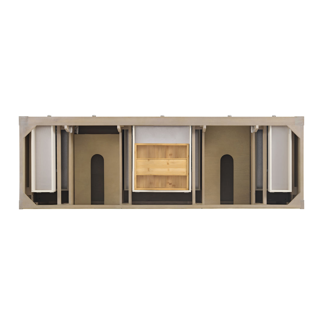 Breckenridge 72" Double Vanity, Whitewashed Oak w/ 3 CM Eternal Jasmine Pearl Silestone Top w/FreePower Wireless Charger