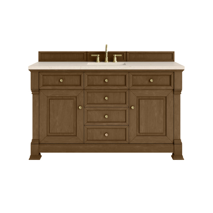 Brookfield 60" Single Vanity, Honey Oak w/3 CM Eternal Marfil Silestone® Top