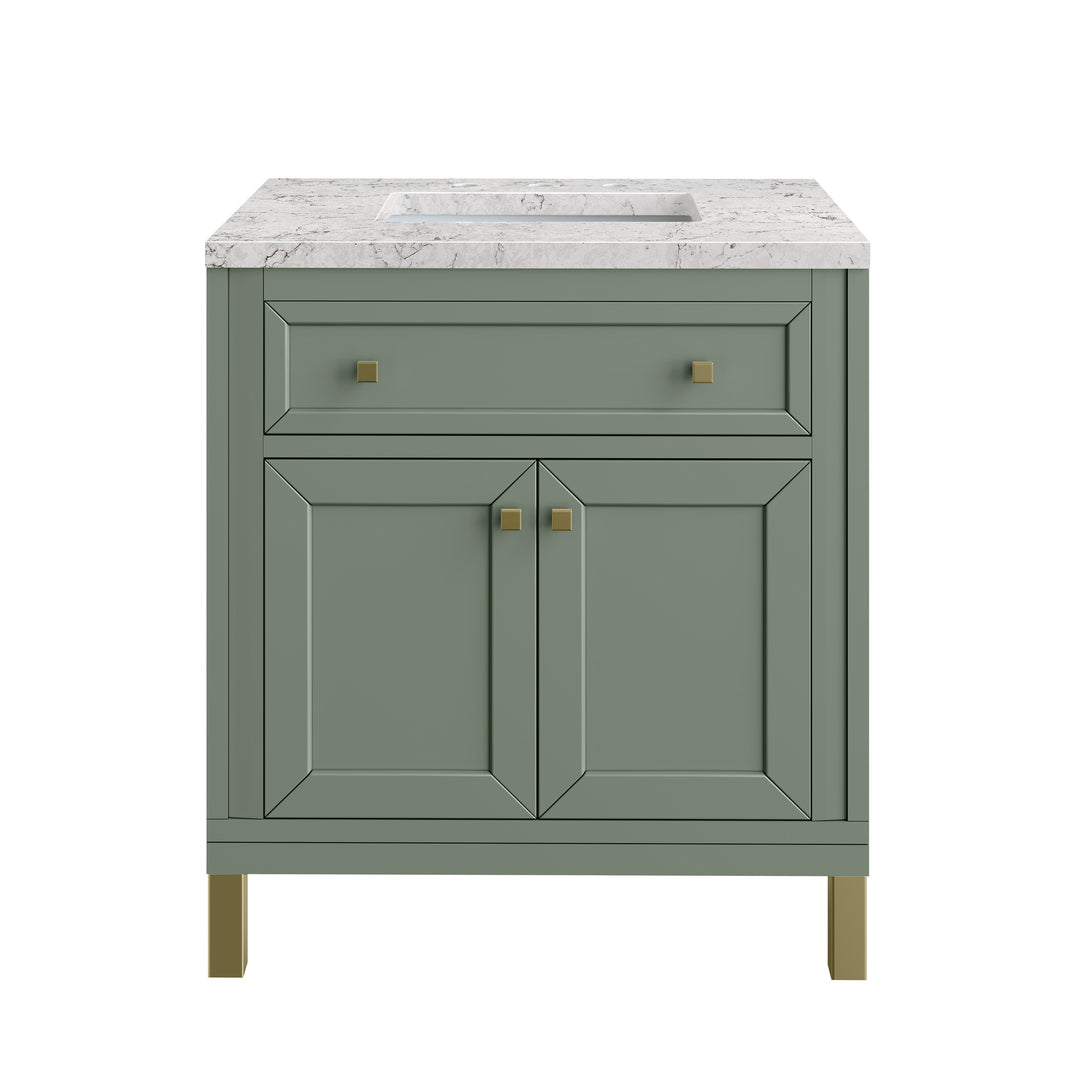 Chicago 30" Single Vanity, Smokey Celadon, w/ 3 CM Eternal Jasmine Pearl Silestone® Top