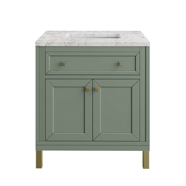 Chicago 30" Single Vanity, Smokey Celadon, w/ 3 CM Eternal Jasmine Pearl Silestone® Top