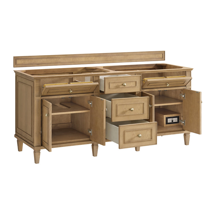 Lorelai 72" Double Vanity, Light Natural Oak w/ 3 CM Lime Delight Silestone Top