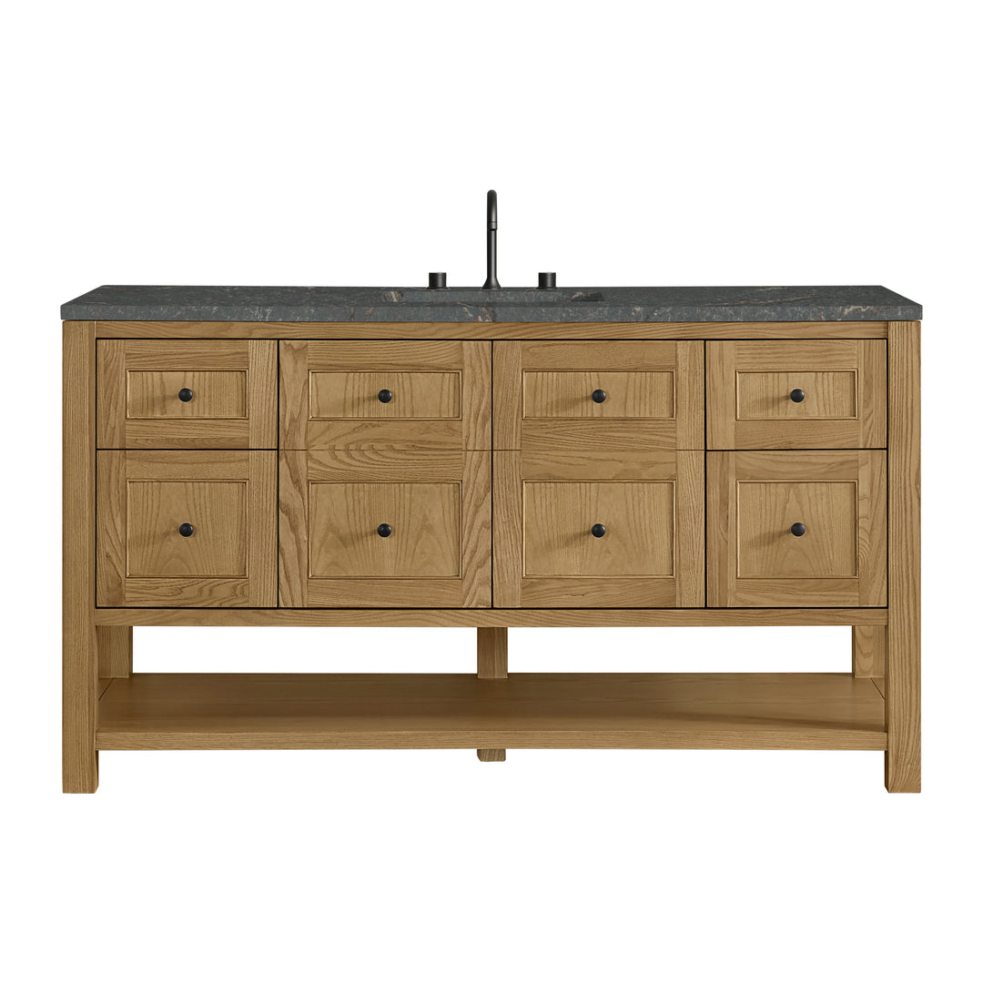 Breckenridge 60" Single Vanity, Light Natural Oak w/ 3 CM Parisien Bleu Top w/ FreePower Wireless Charger