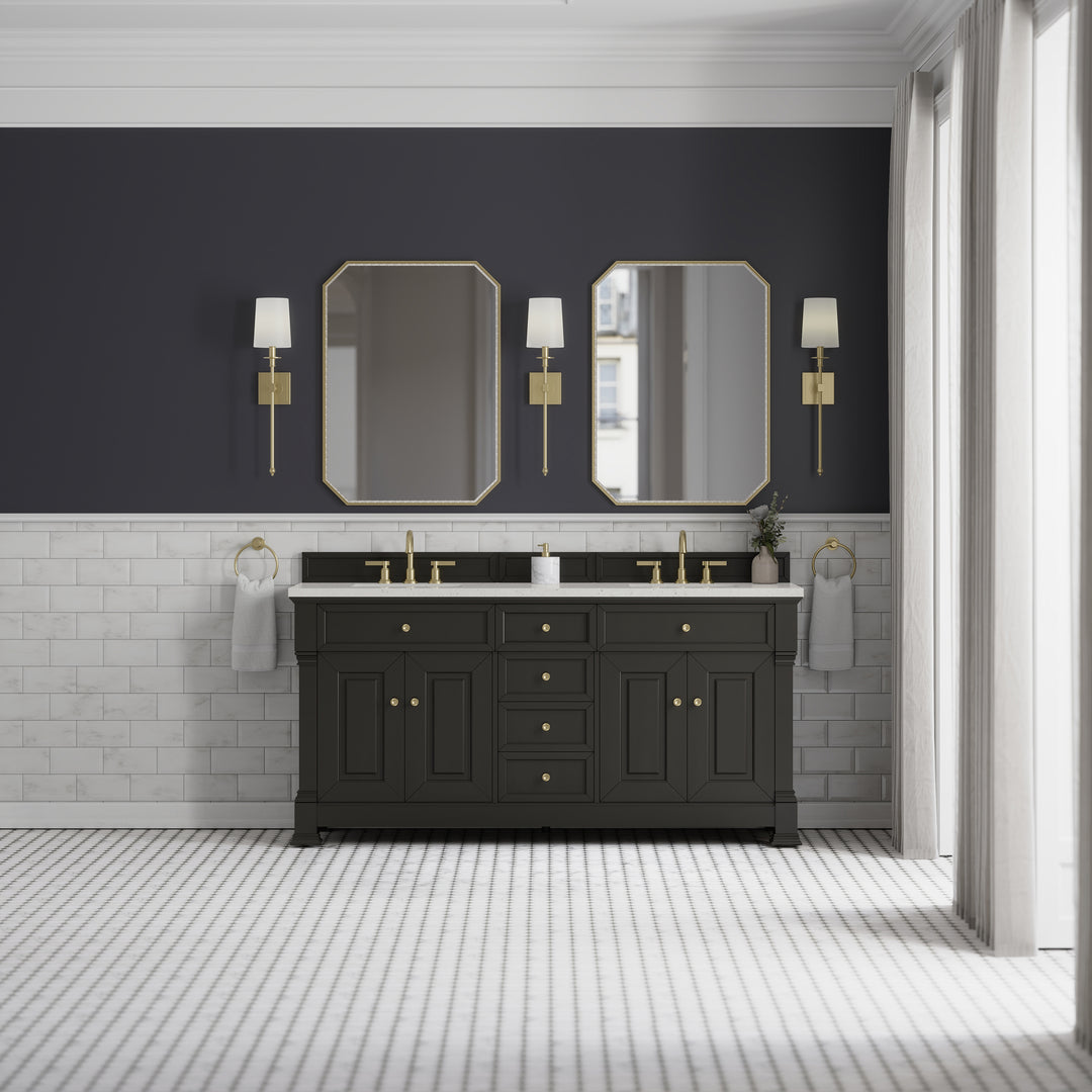 Brookfield 72" Double Vanity, Black Onyx w/ 3 CM Lime Delight Silestone® Top
