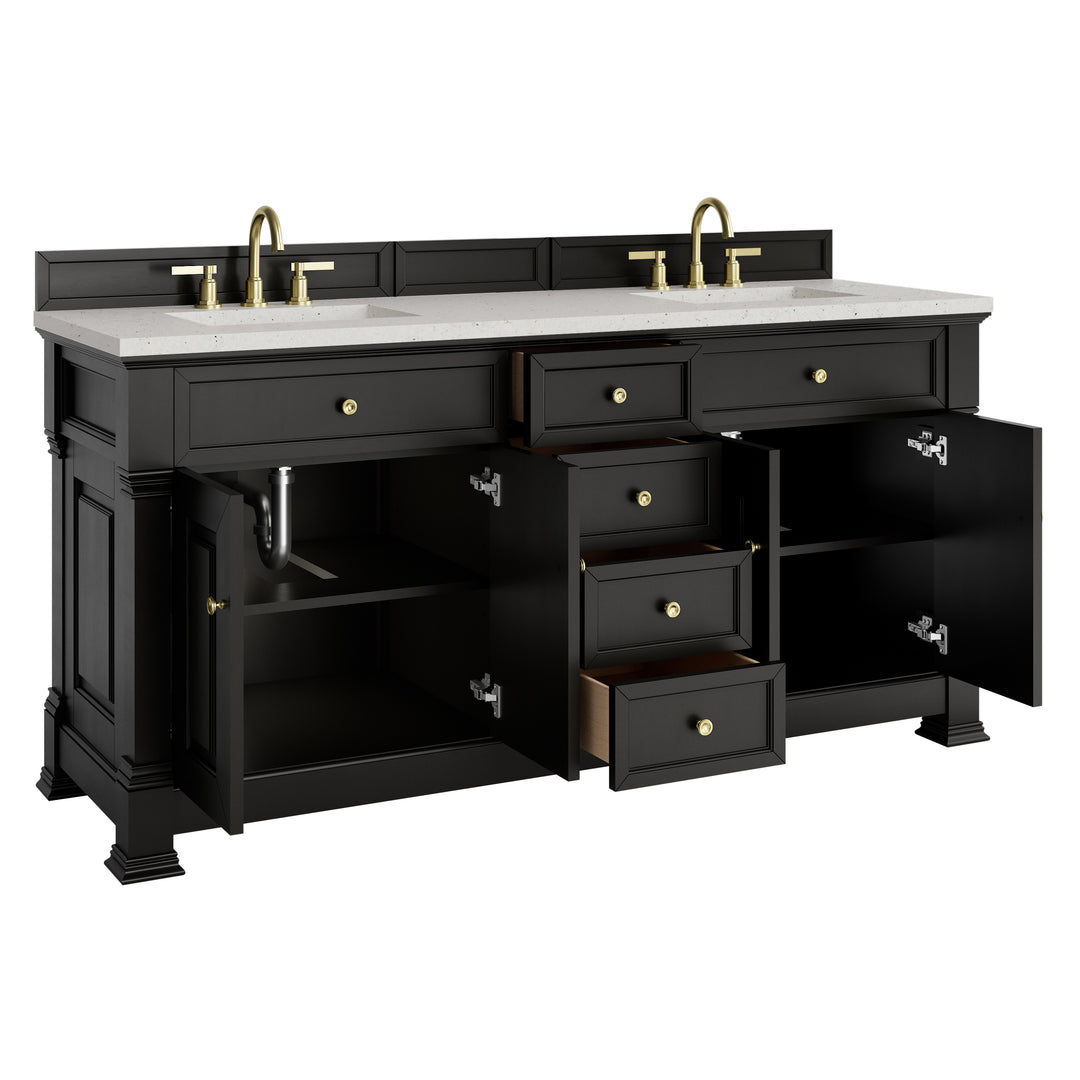 Brookfield 72" Double Vanity, Black Onyx w/ 3 CM Lime Delight Silestone® Top