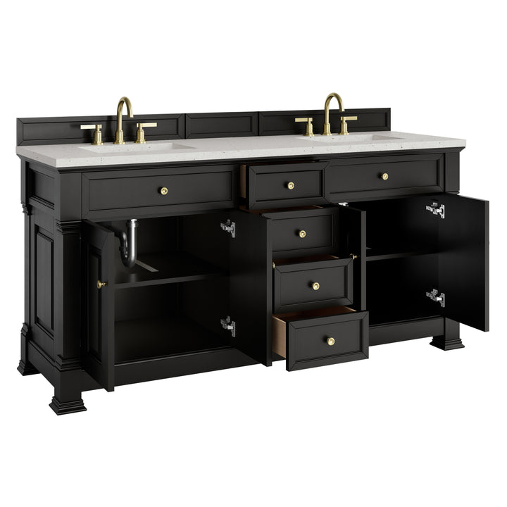 Brookfield 72" Double Vanity, Black Onyx w/ 3 CM Lime Delight Silestone® Top