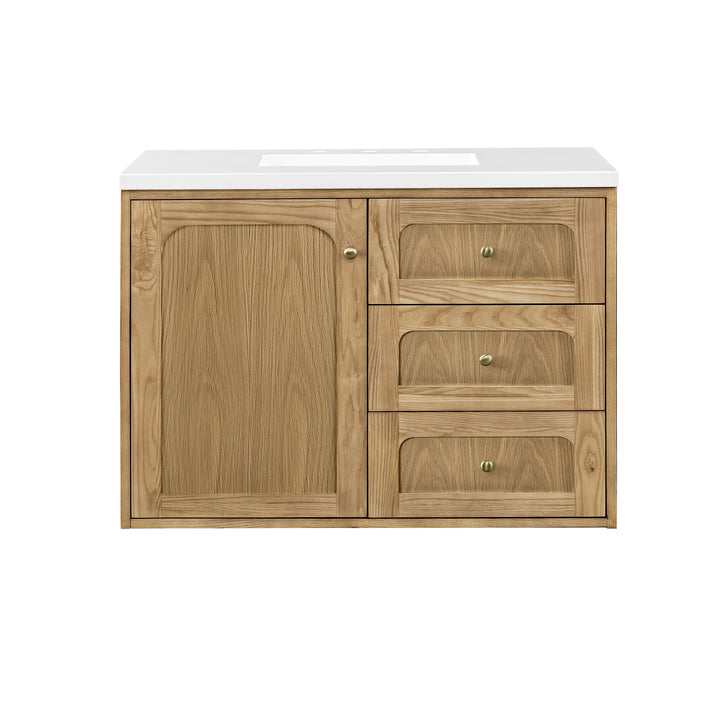 Laurent 36" Single Vanity, Light Natural Oak w/ 3 CM White Zeus Top