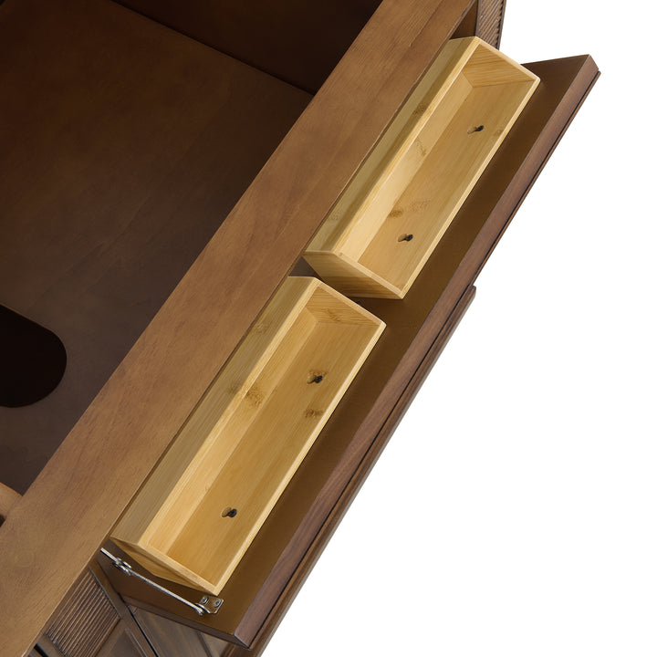 Lorelai 72"Double Vanity, Mid-Century Walnut w/ 3 CM Arctic Fall Solid Surface Top