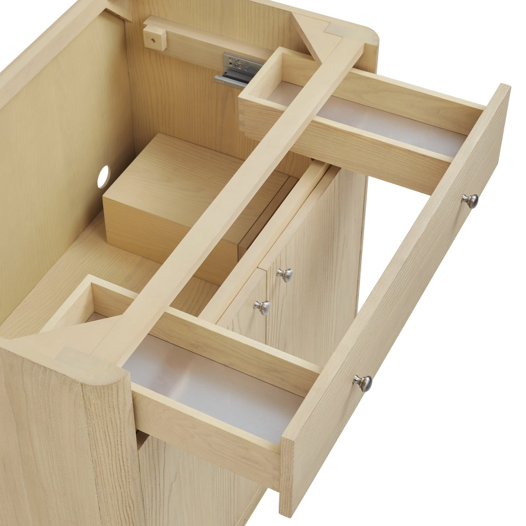 Gracyn 36" Single Vanity, Coastal Driftwood, w/ 3 CM White Zeus Quartz Widespread Top