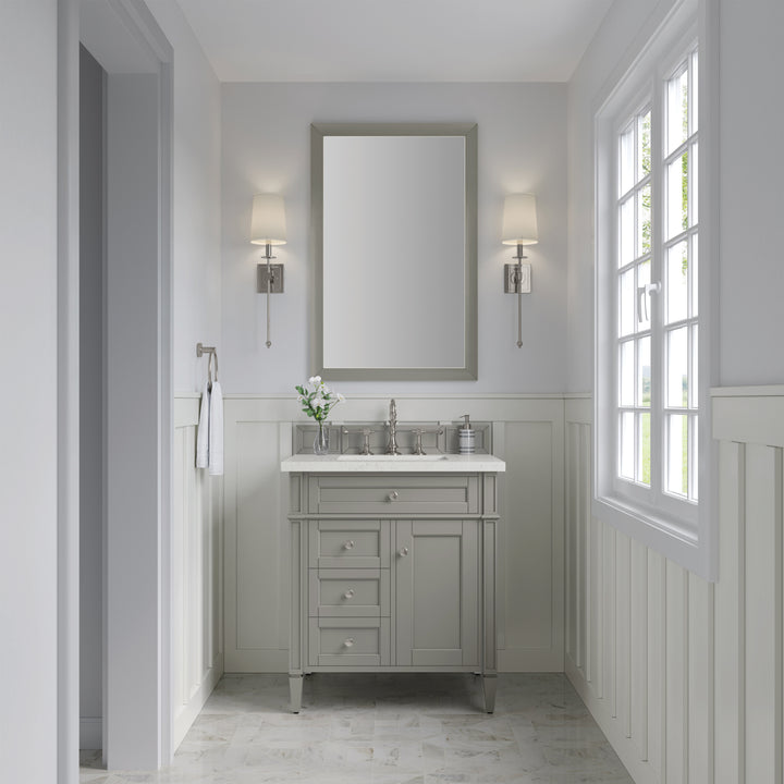 Brittany 30" Single Vanity, Urban Gray, w/ 3 CM Lime Delight Silestone Top