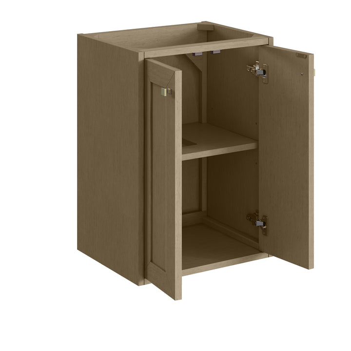 Chianti 20" Single Vanity, Walnut Whisper, Champagne Brass, w/ White Glossy Composite Stone Top