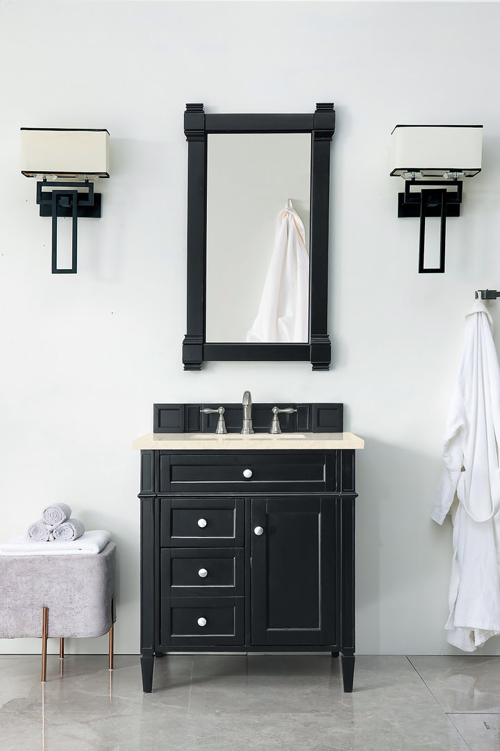 Brittany 30" Single Vanity, Black Onyx, w/ 3 CM Eternal Marfil Silestone Top