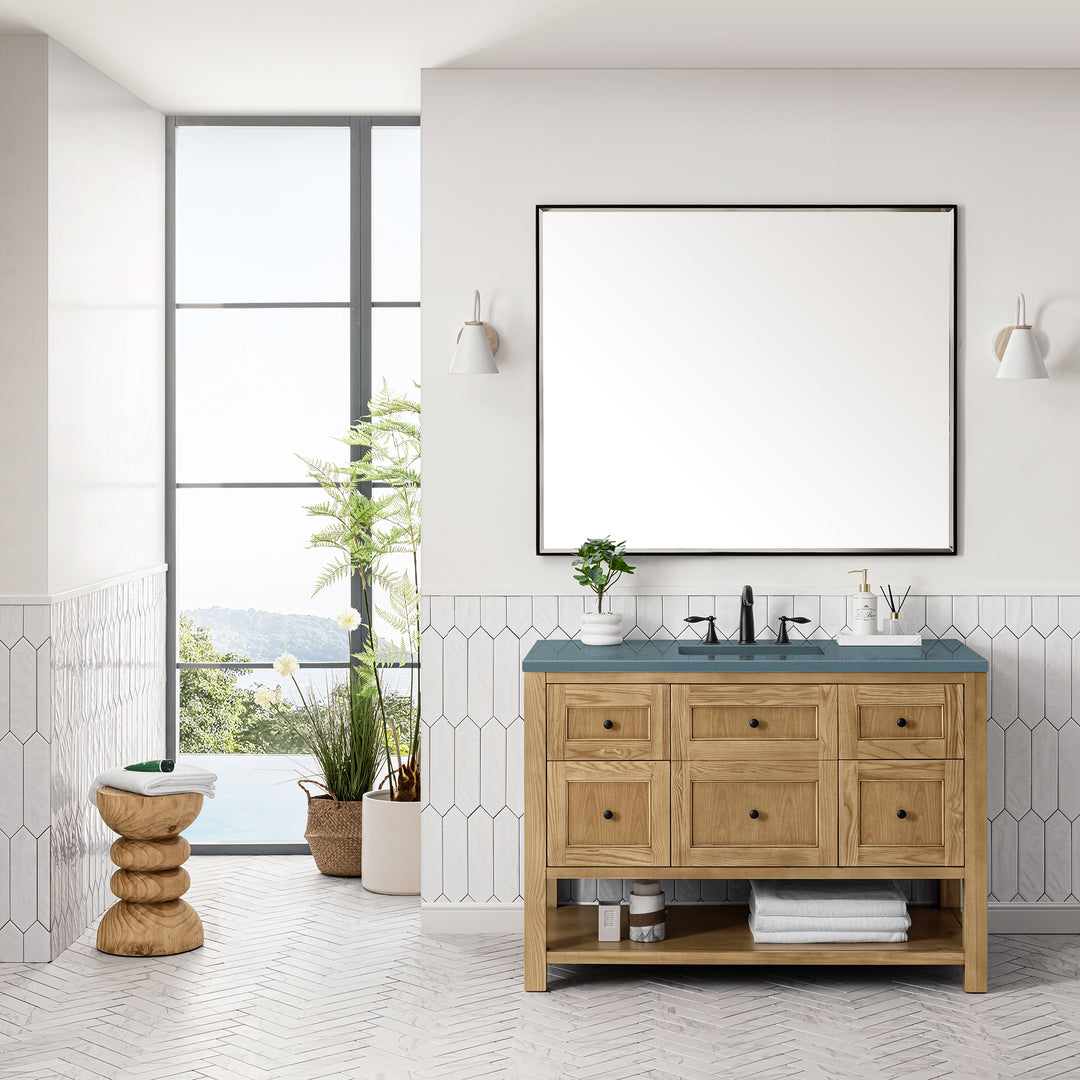 Breckenridge 48" Single Vanity, Light Natural Oak w/ 3 CM Cala Blue Top