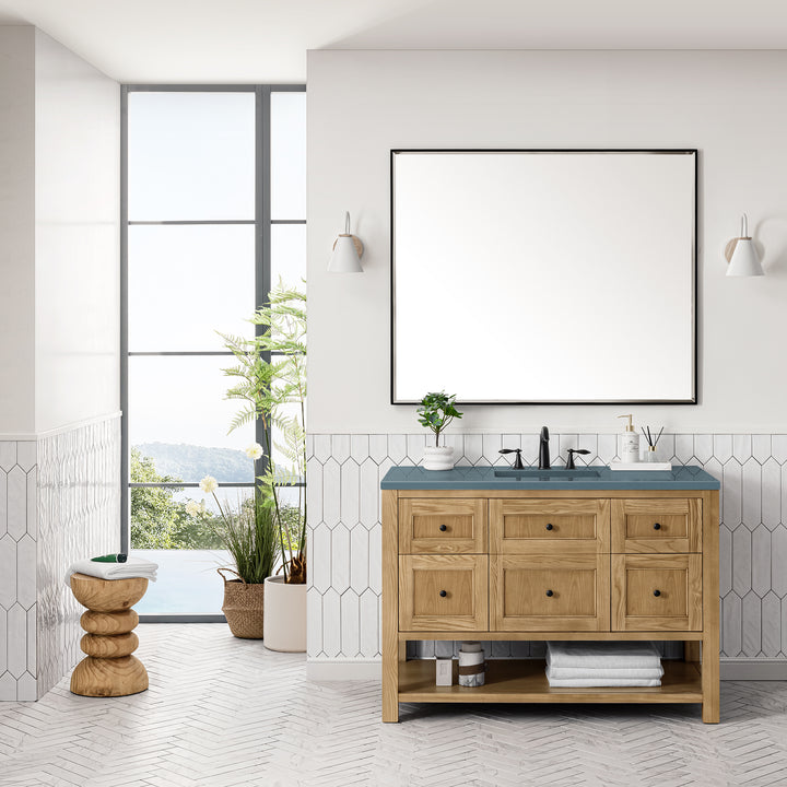Breckenridge 48" Single Vanity, Light Natural Oak w/ 3 CM Cala Blue Top