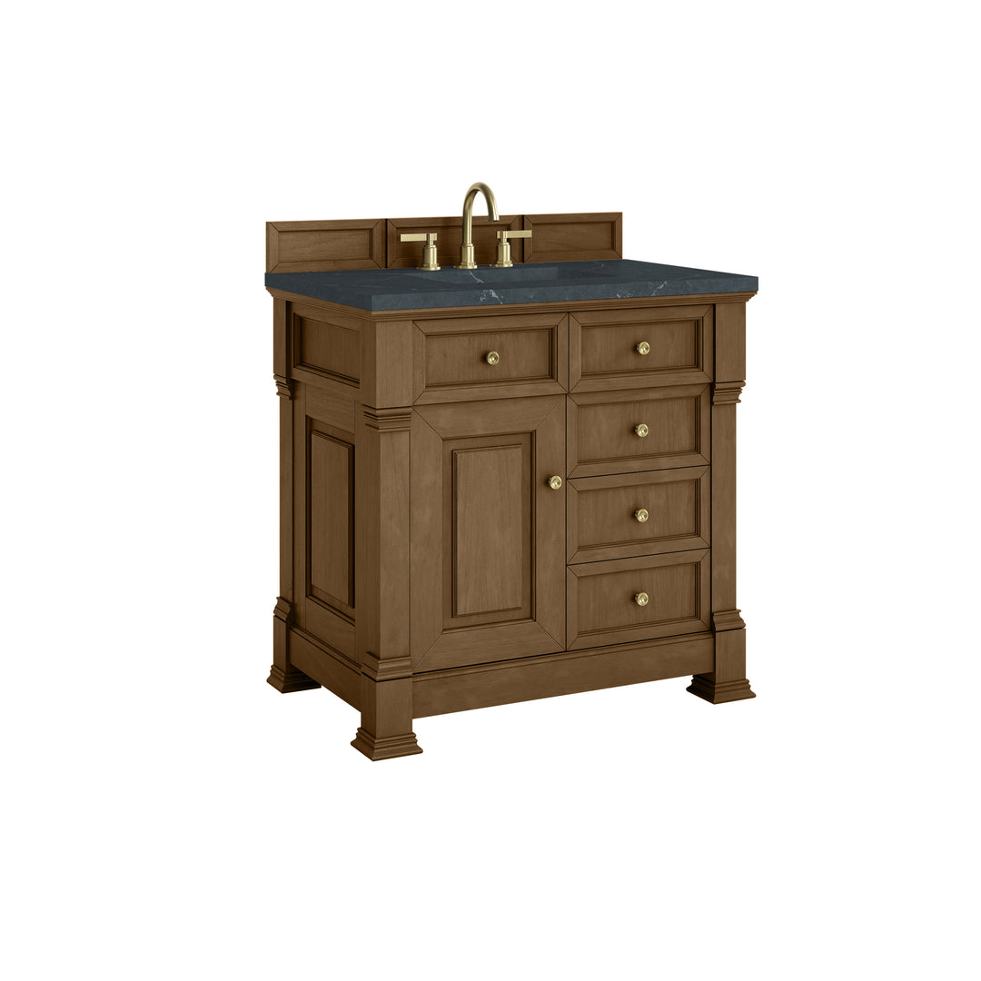 Brookfield 36" Single Vanity, Honey Oak w/ 3 CM Charcoal Soapstone Silestone® Top