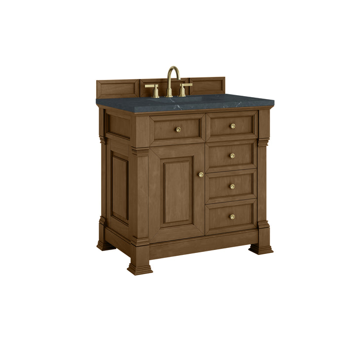 Brookfield 36" Single Vanity, Honey Oak w/ 3 CM Charcoal Soapstone Silestone® Top