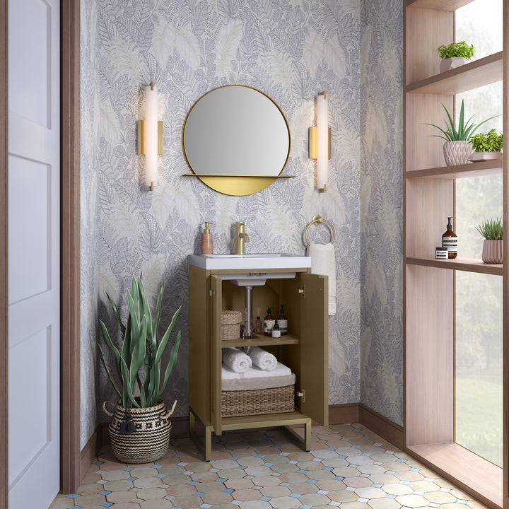 Chianti 20" Single Vanity, Walnut Whisper, Champagne Brass, w/ White Glossy Composite Stone Top