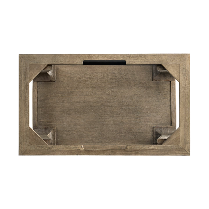Auburn 31.5" Single Sink Console, Weathered Timber w/ Glossy White Mineral Composite Stone Top