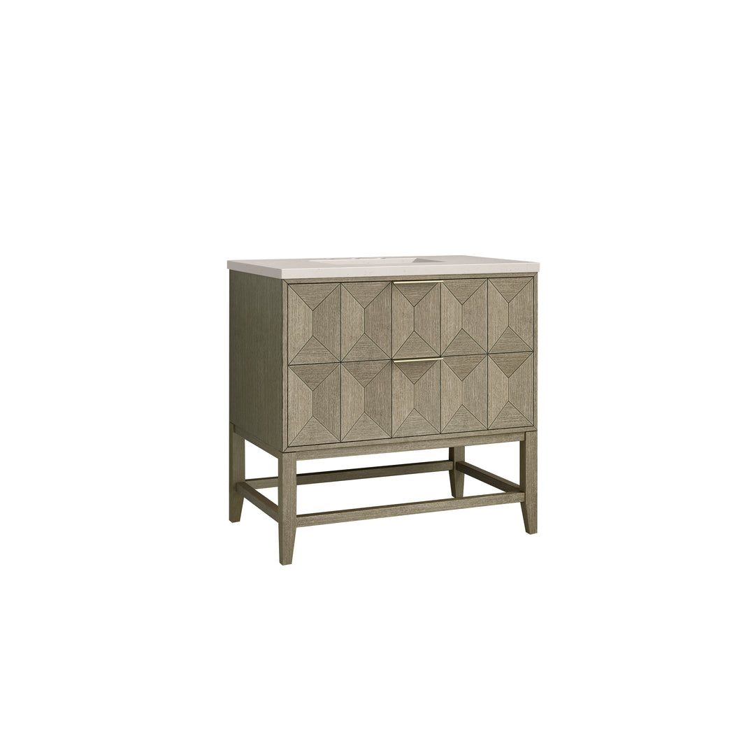 Emmeline 36" Single Vanity, Pebble Oak w/ 3 CM Eternal Marfil Top