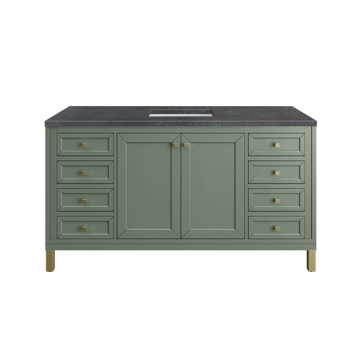Chicago 60" Single Vanity, Smokey Celadon, w/ 3 CM Charcoal Soapstone Silestone® Top
