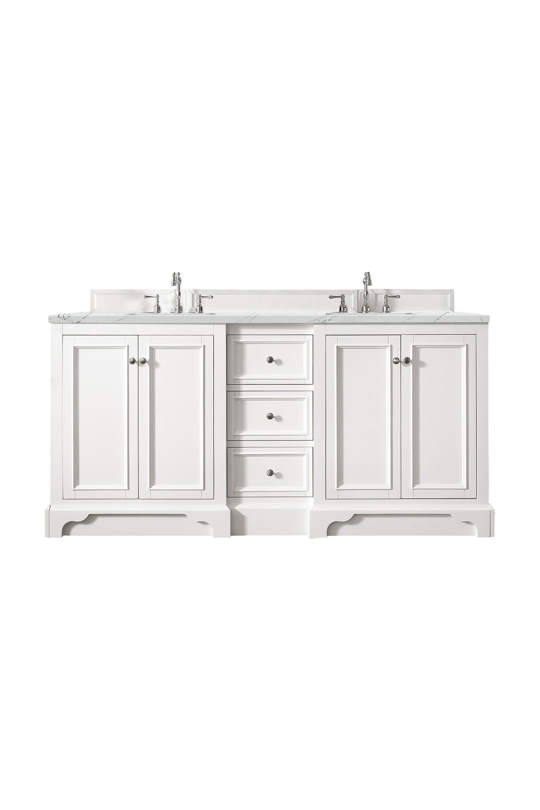 De Soto 72" Double Vanity, Bright White w/ 3 CM Ethereal Noctis Silestone Top