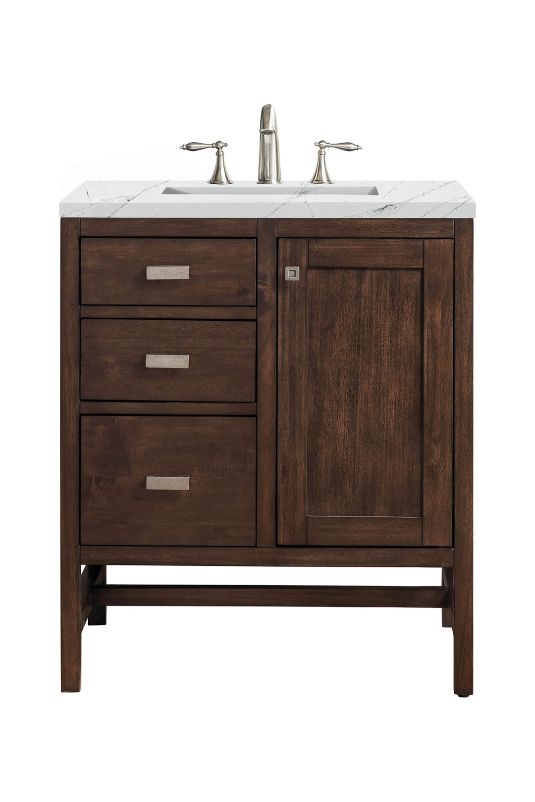 Addison 30" Single Vanity, Mid-Century Acacia w/ 3 CM Ethereal Noctis Silestone Top